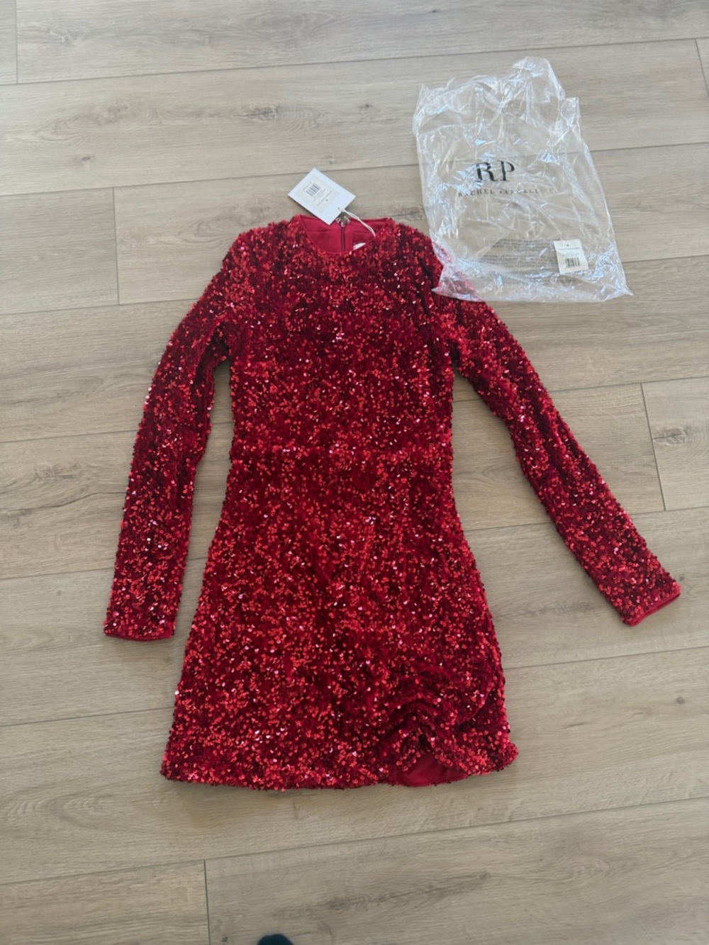 Rachel Parcell Red Sequin Long Sleeve Mini Dress